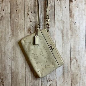 Coach Ivory Logo Small Wristlet